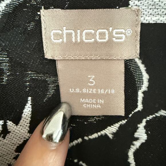 CHICO's Black and White Floral Jacquard Light Jacket | Chico's 3 / US Size 16-18 - Picture 4 of 10